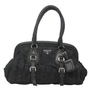 Prada Gaufre Black Nylon Shoulder Bag (Pre-Owned)